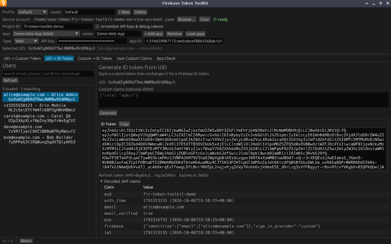 An ID token for alice@example.com with its decoded claims