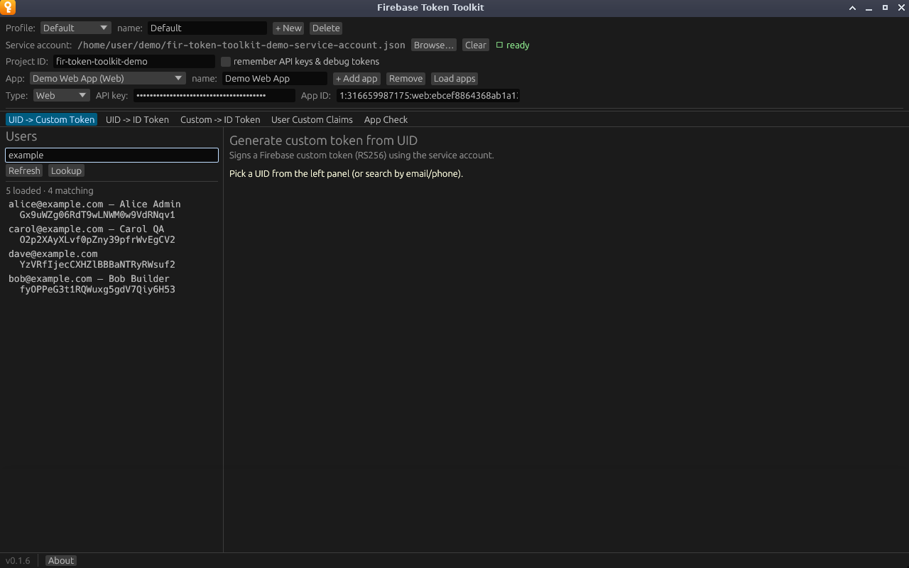 The list filtered to the four users whose email contains example
